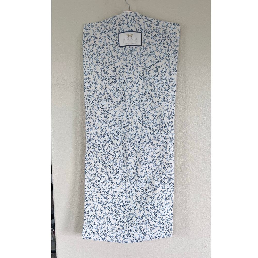 Agua Bendita Garment Bag Blue Floral Print Travel Storage Clothing Cover Linen